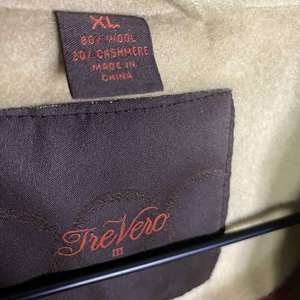 Wool Cashmere Trench Coat XL MEN TreVero Double Breasted Camel Tan Vintage - Picture 3 of 14